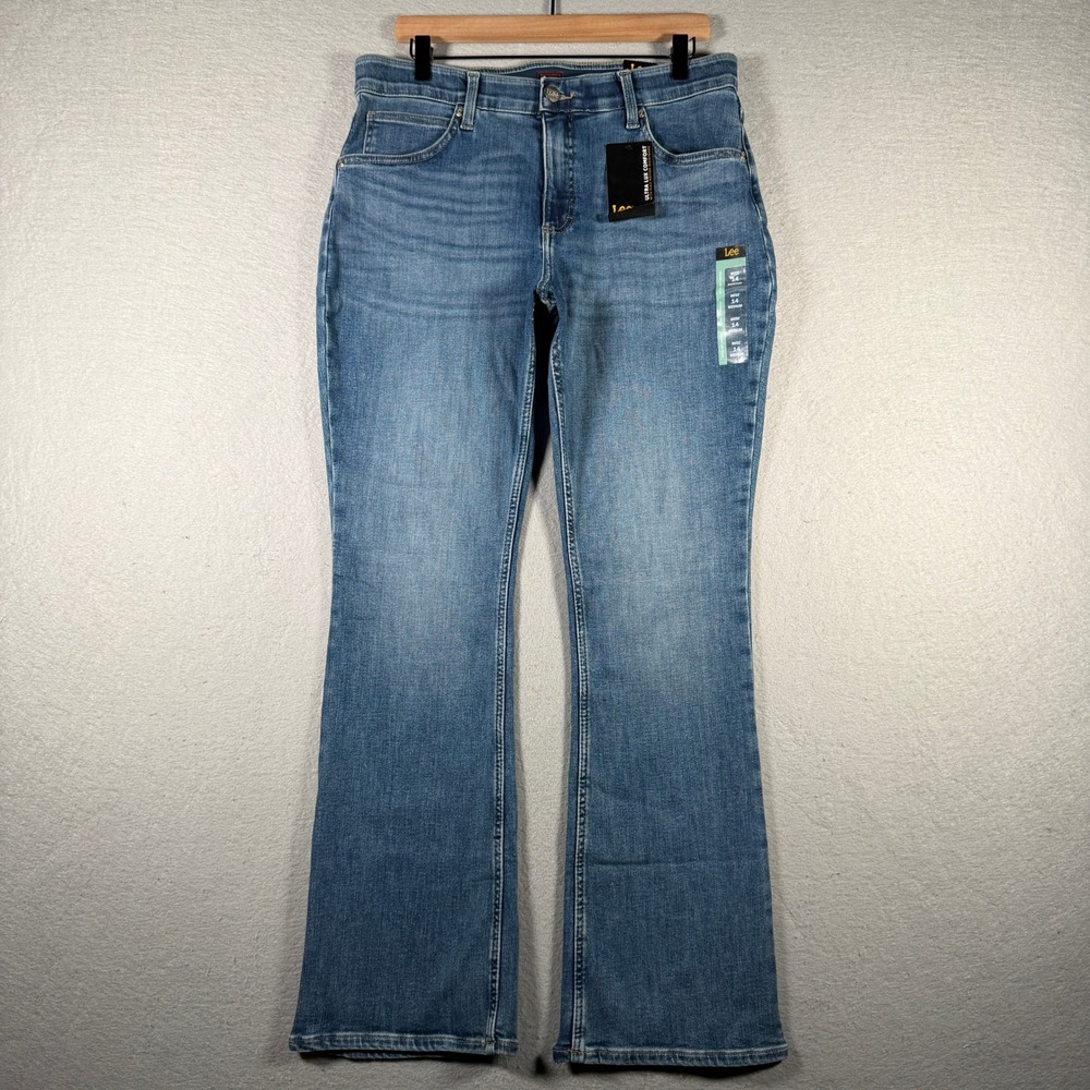 Lee Womens Ultra Lux Comfort Bootcut Jeans Indigo Facet Blue Size 14 Medium NWT